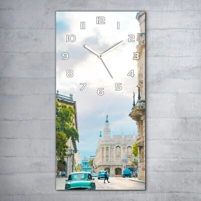 Wanduhr Glasuhr 30x60 Küchenuhr  Straße mit Gebäuden Altstadt von Havanna - Bild 1 von 4