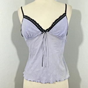 Victorias Secret Crop Cami Top Womens L Purple Lace Babydoll Sexy 90s Y2K - Picture 1 of 8