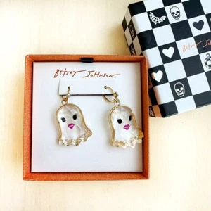 Neu im Karton Betsey Johnson goldfarbene & klare Acryl Geist Ohrhänger x 2 NEU - Bild 1 von 6