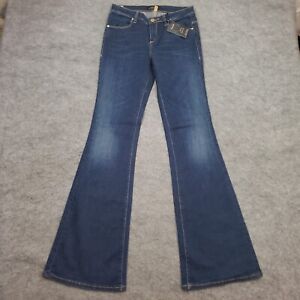 NEW Odyn Jeans Womens 28 Blue Flare Low Rise Dark Wash Pants Denim Casual 28x34
