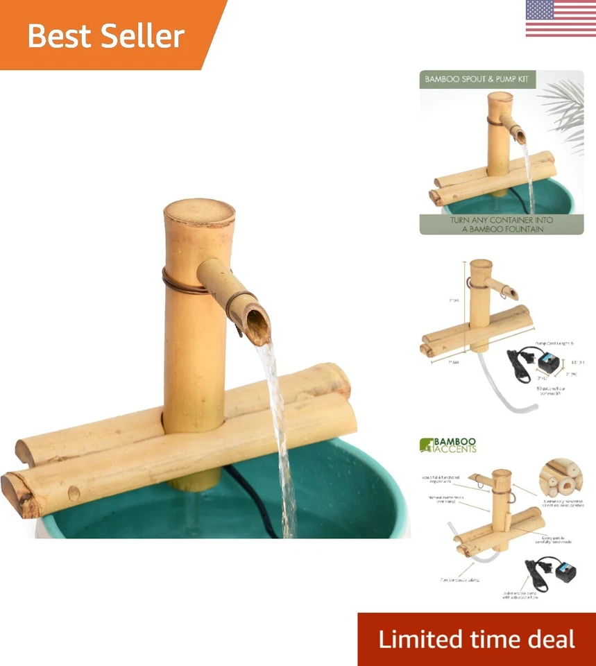 Bamboo Accents Zen Garden Water Fountain With Pump Indoor/outdoor Adjustable 7