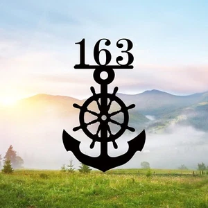 Nautical House Numbers Sign,Anchor House Number Address Plaque,Custom Sign - Picture 1 of 5