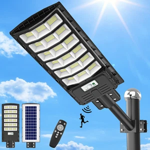 LED Straßenlampe mit Bewegungsmelder Solar Straßenlaterne + Lichtmast 1800 2400W - Bild 1 von 64