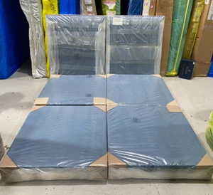 HYPNOS SHALLOW HARD TOP DIVAN 180X200 & HEADBOARDS SUPER KING in DENIM RRP £2500 - Picture 1 of 5