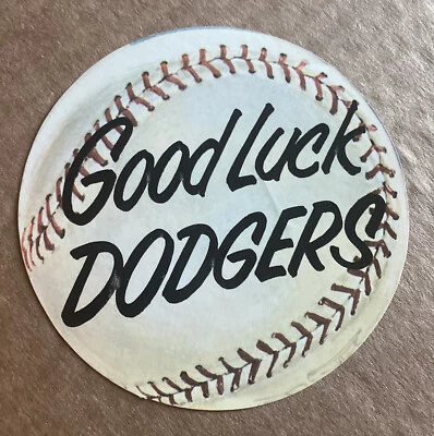 Vintage 1960s Los Angeles Dodgers Baseball Good Luck Water Decal RARE MCM Prop - Image 1 of 4