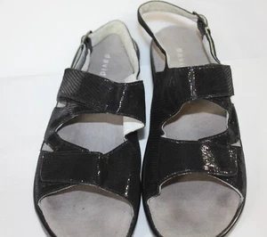 David Tate Damen-Sandalen schwarz seidiges Leder Riemen Größe 7,5 N Klettverschluss - Bild 1 von 9