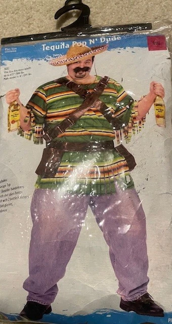TEQUILA POP N DUDE FIESTA MEXICANA DISFRAZ COSPLAY HOMBRE TALLA GRANDE NUEVO Foto 1 de 4
