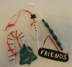 Handmade Polymer Clay Christmas Ornaments (Friends, Candy Cane, Snowman, Bell) - Picture 1 of 8