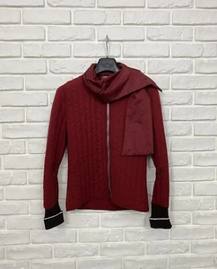 Authentic Women's Prada Nylon Jacket Scarf Dark Red Full Zip Cardigan Size L - Picture 1 of 11