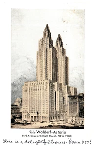 Waldorf Astoria Hotel New York Park Ave. & 50th St. Posted 1940 Vintage Postcard - Picture 1 of 3