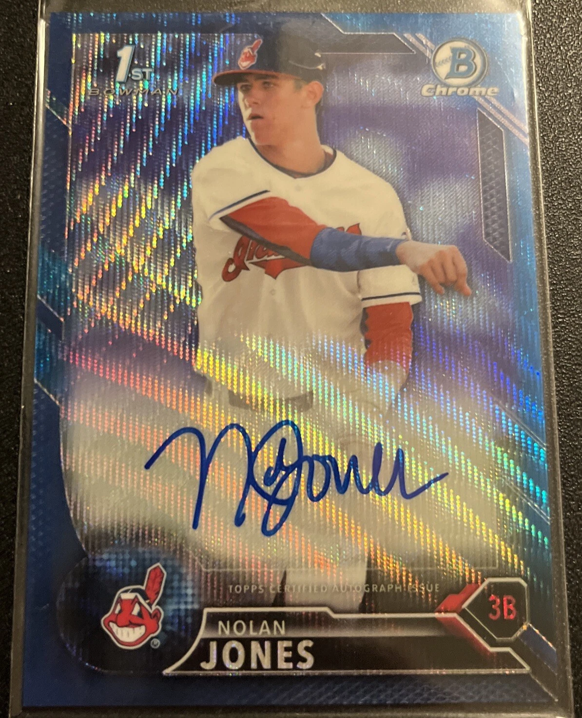 Nolan Jones -2016 Bowman Chrome Draft Blue Wave Refractor Auto RC /150