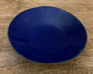 Vintage Doll Mini Dollhouse Blue Bowl Plate Enamel Metal - Picture 1 of 2