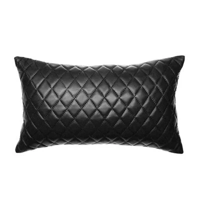 Genuine Pillow Cover Black Soft Lambskin Stylish Leather One-Piece Cushion Décor - Image 1 of 3