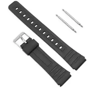 Bracelet de Rechange Resine Boucle en Metal Compatible avec Casio F91W Noir - Zdjęcie 1 z 7