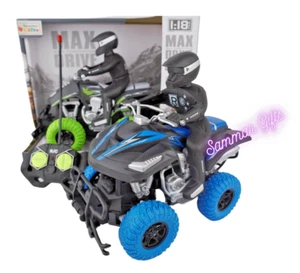 ATV Quad Bike Radio Remote Control RC BLUE Car with Boy Figure (NEW BOXED) - Picture 1 of 5