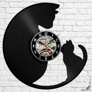 OROLOGIO IN VINILE DA PARETE SU LP 33 GATTI GATTINI CATS REALIZZATO A MANO - Foto 1 di 3