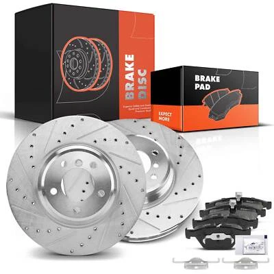 Front Drilled Rotor & Ceramic Brake Pads for BMW 335d 335i xDrive 335is 335xi - Image 1 of 4