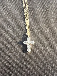 14k REAL GOLD DIAMOND cross necklace for women! NEW WITH TAGS! PAID $1,115! - Picture 1 of 3