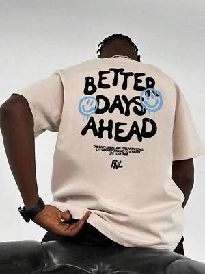 "Better Days Ahead" Printed Loose Fit Men's Cotton T-shirt For Summer Streetwear - Image 1 of 4