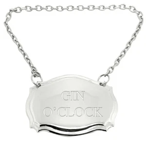 Gin O'Clock Gravierte Silberne Dekanter Beschriftung - Picture 1 of 3