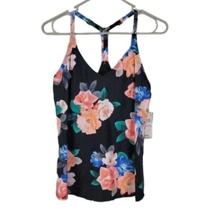 Island Escape Kauai Bloom Racer-Back Tankini Top Swim Tropical womens size 6 - Picture 1 of 3