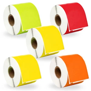 DYMO LW 30256 ABNEHMBAR - 5 Rollen - 2 GELB 1 Stück GRÜN ROT ORANGE - Bild 1 von 10