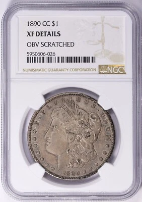 1890 CC Morgan Dollar NGC XF Details Obverse Scratched XF45  - Image 1 of 2