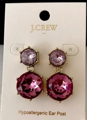 Pendientes colgantes J.Crew gema púrpura enchapado en varios oro nuevos con etiquetas Foto 1 de 4