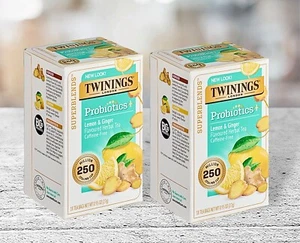 2 Twinings Probiotics Lemon & Ginger Herbal Tea Bags 18 Each - Picture 1 of 2