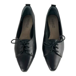 Diana Ferrari Womens Shoes Black Leather Ballet Lace Up Flats Sz 6 C - Picture 1 of 7