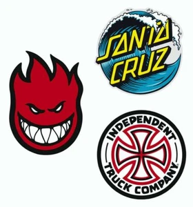 Lot de 3 Stickers skate SPITFIRE 5x7cm - SANTA CRUZ 6x6cm - TRUCK COMPANY 6x6cm - Imagen 1 de 1