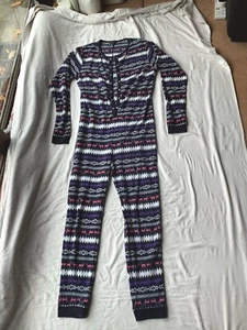 Ladies Topshop Long Sleeved Blue Aztec Loungewear Jumpsuit Size M - Picture 1 of 6