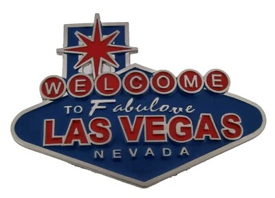 Letrero de neón Welcome to Las Vegas Nv azul metal Sin City hebilla de cinturón Western Rodeo Foto 1 de 4