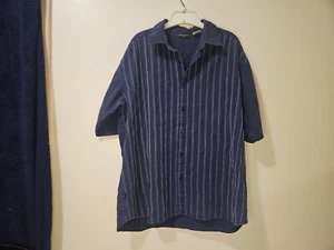 Sean John Linen/Cotton Blend Shirt Mens 2XL XXL Striped S/S Button -SOFT COMFY - Picture 1 of 11