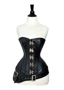 Sobre busto Alta Calidad Moda Cuero Real Bolsillo Lateral Corsé con Cierres Frontales - Imagen 1 de 8