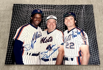 Doc Gooden Duke Snider Ray Knight Hand Signed 8x10 Photo NY Mets - Image 1 of 4