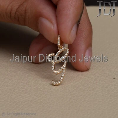 Solid 14k Yellow Gold Natural Diamond G Initial Alphabet Letter Charm Pendant - Image 1 of 4