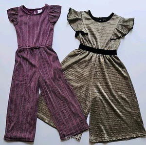 Metallic Jumpsuit Lot (2) Size 4T Art Class Gold Wonder Nation Purple Romper - Picture 1 of 24