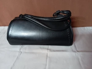 Vintage 40s 50s Style Doctor's Black Bag Woman's Handbag Purse Hinged Opening - Picture 1 of 11