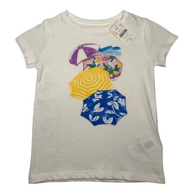 Crewcuts White Tee XXXS 2T 3T Umbrellas Beach Summer Kids Girls Short Sleeve - Image 1 of 3