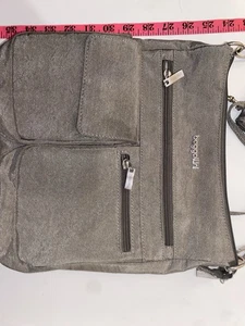 Baggallini Modern Everywhere Slim Crossbody with Wristlet gray beige washable - Picture 1 of 14
