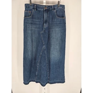 Sundance Womens Sz M Maxi Length Blue Jean Denim Skirt A Line - Picture 1 of 4