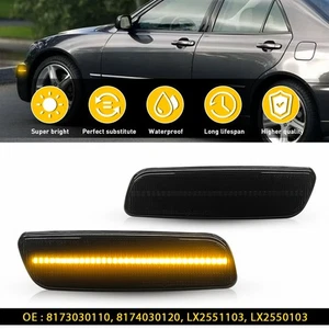 For Lexus Toyota Scion Front LED Side Marker Turn Signal Amber Light Smoke Len Y - Foto 1 di 15