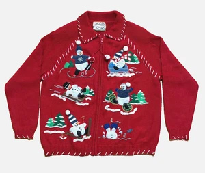 SUÉTER VINTAGE COLECCIÓN RELIQUIA ROJO NAVIDAD CREMALLERA COMPLETA, MUJER XL - Imagen 1 de 5