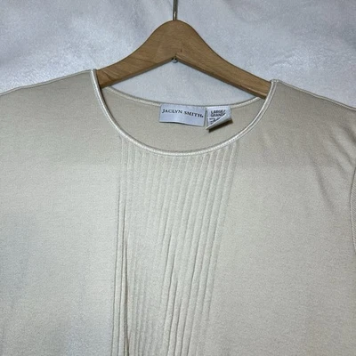 Camiseta Top Caprichosa Jaclyn Smith Borde Satinado Beige Algodón Rayón Manga Corta L Foto 1 de 4