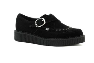 T.U.K. Creeper A8139L Schwarz Wildleder Buckle Round Toe Low - Picture 1 of 4
