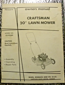 Vintage Operators Manual Craftsman 20 inch Lawn Mower 131.91380 Sears Push Mower - Picture 1 of 3