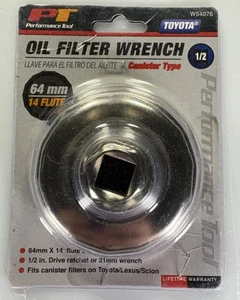 Performance Tool Oil Filter Wrench - Toyota/Lexus/Scion 64mm 1/2” Drive 14 Flute - Foto 1 di 2