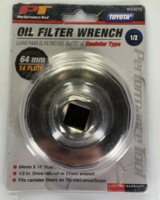 Performance Tool Oil Filter Wrench - Toyota/Lexus/Scion 64mm 1/2” Drive 14 Flute - Image 1 of 2