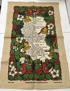 Vtg Ulster Irish Linen Tea Towel Wall Hanging Christmas Fare Made in Ireland NEW - Picture 1 of 9